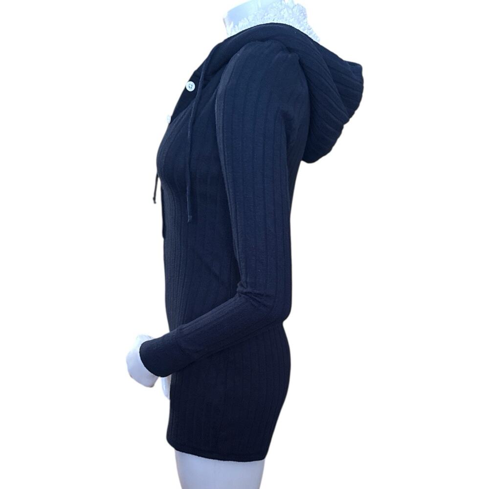 Abercrombie & Fitch Navy Ribbed Fleece Lined Hood Long Sleeve Romper Size XS - Picture 2 of 8